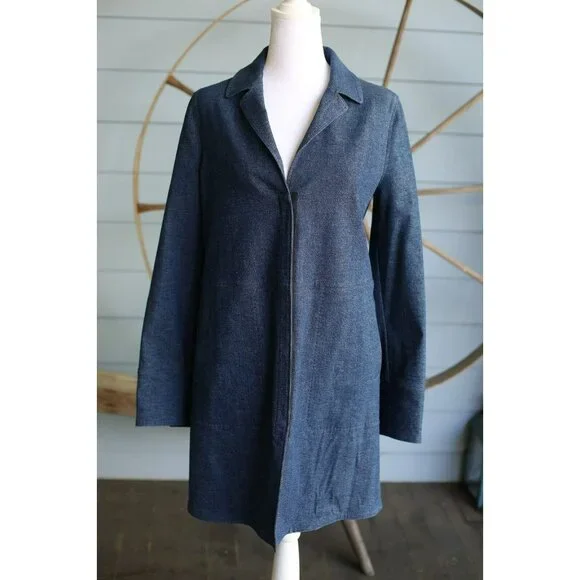 $4,100 Loro Piana Cedric Stretch Cotton/Elastane Denim Coat Size 42 NWT